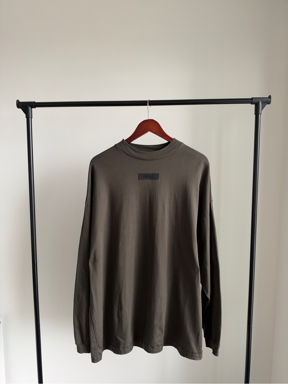 Oversized Fear Of God Essentials Long Sleeve Dark Grey